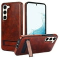 thumbnail image 1 of for Samsung Galaxy S23 Plus PU Leather Back Case, Built-in Invisible Stand [Compatible with Magsafe] Protective Slim Kickstand Anti-fall Phone Cover Compatible with Samsung Galaxy S23 Plus, Brown, 1 of 8