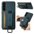 thumbnail image 1 of for Samsung Galaxy S23 Plus PU Leather Card Slots Back Case, Classic Wristband Kickstand Finger Ring Shockproof Protective TPU Frame Case for Samsung Galaxy S23 Plus Women Men Boys Girls, Blue, 1 of 5