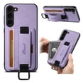 thumbnail image 1 of for Samsung Galaxy S23 Plus PU Leather Card Slots Back Case, Classic Wristband Kickstand Finger Ring Shockproof Protective TPU Frame Case for Samsung Galaxy S23 Plus Women Men Boys Girls, Purple, 1 of 5