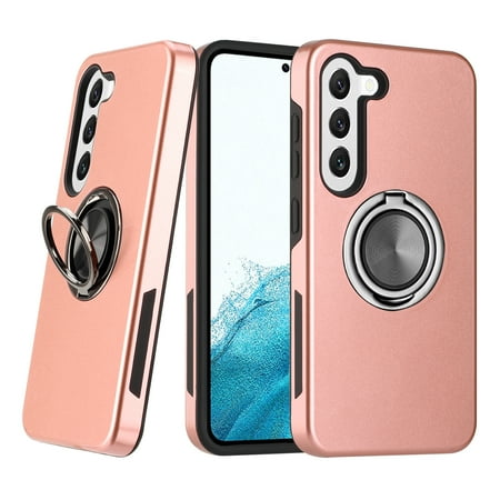 Samsung Galaxy S23 Plus Phone Case, 100% Fit Shock Resistant Kickstand Ring for Samsung Galaxy S23 Plus Phone Case Rose Gold