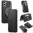 thumbnail image 1 of for Samsung Galaxy S23 Plus Phone Case, Detachable Magnetic Wallet, Card Slot Pocket Zipper Retro PU Leather Flip Folio Case Compatible with Kickstand Magsafe for Samsung Galaxy S23 Plus, Black, 1 of 9