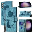 thumbnail image 1 of for Samsung Galaxy S23 Plus Phone Case Wallet Flip Cases,Cute Cat & Heart Patterned,Retro PU Leather Kickstand,Card Holder,Wrist Strap,Magnetic Closure,Shockproof Cover, Blue, 1 of 11