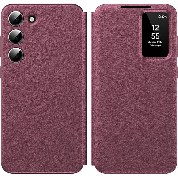 for Samsung Galaxy S23 Plus with Smart Small Screen View, S-View Wallet Phone Case, for Samsung S23 Plus Case Smart Window Cover, Smart Flip Leather Protective Cover for Samsung S23 Plus 5G Case