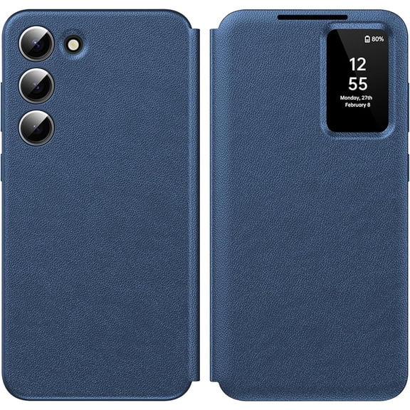 for Samsung Galaxy S23 Plus with Smart Small Screen View, S-View Wallet Phone Case, for Samsung S23 Plus Case Smart Window Cover, Smart Flip Leather Protective Cover for Samsung S23 Plus 5G Case