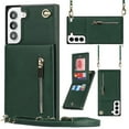 thumbnail image 1 of for Samsung Galaxy S23 Plus Wallet Case with Card Holder, Crossbody Lanyard Wrist Strap PU Leather Case with Magnetic Clasp Kickstand, Zipper Coin Pocket Back Flip Folio Cover for Women,Green, 1 of 11