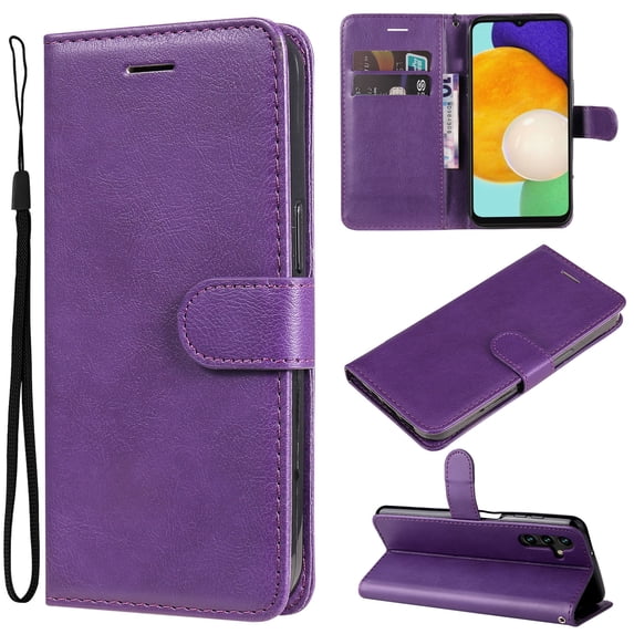 for Samsung Galaxy S23 Plus Wallet Case, with Credit Card Holder and Wrist Strap, RFID Blocking PU Leather Flip Magnetic Cell Phone Cover Case for Samsung Galaxy S23 Plus, Purple