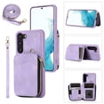 thumbnail image 1 of for Samsung Galaxy S23 Plus Wallet Case Crossbody Strap, Zipper Phone Case with Card Holder Wrist Strap Purse Cover with Kickstand Compatible with Samsung Galaxy S23 Plus 6.6 inch - Purple, 1 of 6