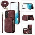thumbnail image 1 of for Samsung Galaxy S23 Plus Wallet Case Crossbody Strap, Zipper Phone Case with Card Holder Wrist Strap Purse Cover with Kickstand Compatible with Samsung Galaxy S23 Plus 6.6 inch - Winered, 1 of 8