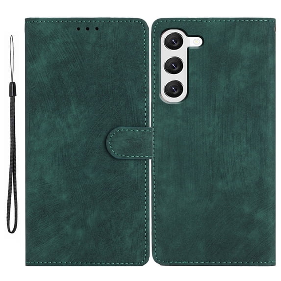 for Samsung Galaxy S23 Plus Wallet Case, Premium PU Leather Card/Photo Slots Shockproof Classic with Wrist Strap Cash Pocket Wallet Purse Slim Flip Case Cover for Samsung Galaxy S23 Plus, Green
