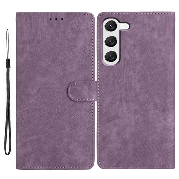 for Samsung Galaxy S23 Plus Wallet Case, Premium PU Leather Card/Photo Slots Shockproof Classic with Wrist Strap Cash Pocket Wallet Purse Slim Flip Case Cover for Samsung Galaxy S23 Plus, Purple