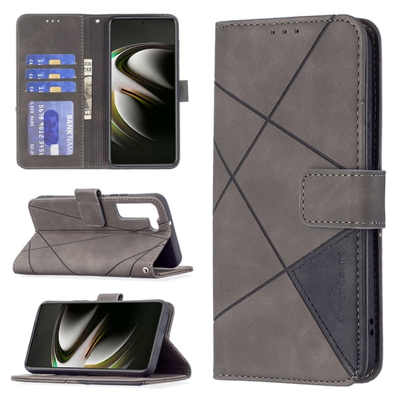 for Samsung Galaxy S23 Plus Wallet Case, Premium PU Leather Flip Folio Cover with Card Slots Holder Magnetic Clasp Kickstand, Soft TPU Shockproof Lens Protection Case for Samsung Galaxy S23 Plus,Gray