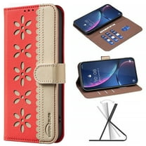 For Samsung Galaxy S23 Plus Wallet Case with RFID Blocking Credit Card Flip Stand Cute Flower Hollow-out Design PU Leather Magnetic Clasp Closure Phone Cover For Samsung Galaxy S23 Plus,Red