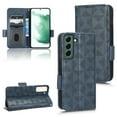 thumbnail image 1 of for Samsung Galaxy S23 Plus Wallet Case, Soft Silicone Triangles Pattern Luxury PU Leather Magnet Flip Folio Cover with Card Slots Holder Wrist Strap Handbag Kickstand Case, Blue, 1 of 5