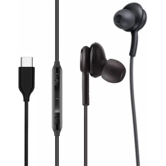 Freedomtech In-Ear Wired Earbuds with Microphone USB-C Earbuds with Braided Cable Headphones with Mic Compatible with Samsung Galaxy S26, S25, S24 Ultra, S24+, S24, S23, S22, S21, S10, S10E
