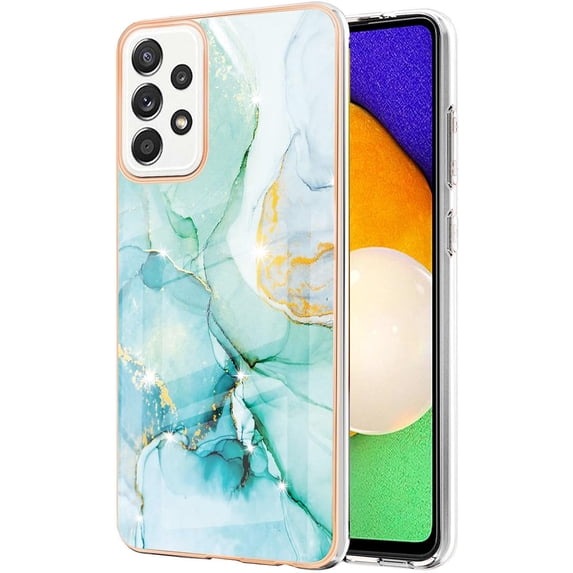 for Samsung Galaxy S23 S22 Ultra Plus Case, Fashion Slim Luxurious Marbling PC+TPU Phone Case, Bezel Heightened Design Shockproof Protector Cover(Green,S23 Ultra)