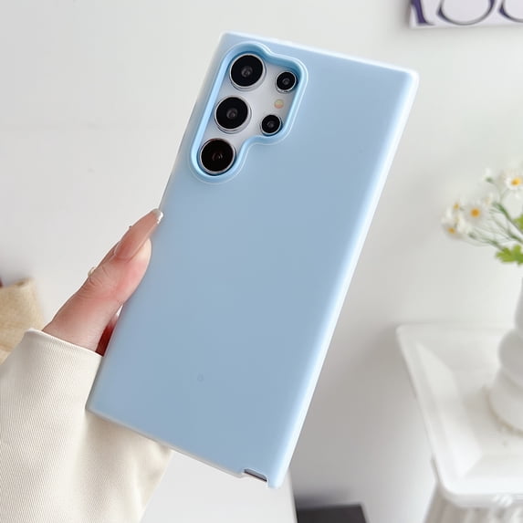 for Samsung Galaxy S23 Slim Case Cute Jelly Color Cover, Clear PC Color Silicone Cute Dual-Layers Shockproof Scratch Resistant Protective Phone Case for Samsung Galaxy S23, Blue