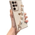 thumbnail image 1 of Samsung Galaxy S23 Ultra 5G 6.8" Case - Luxury Heart Bracelet, Cute Love Hearts Cover, Camera Protection, Shockproof Bumper (White), 1 of 10