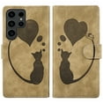 thumbnail image 1 of For Samsung Galaxy S23 Ultra 5G 6.8" Cat Patterned Embossed Strong Magnetic Attachment/Closure, Card Slots/Pocket, PU Leather Flip Wallet Case ﻿,Brown,For Galaxy S23 Ultra 5G, 1 of 8