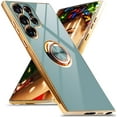 thumbnail image 1 of for Samsung Galaxy S23 Ultra 5G Case, Built-in 360° Rotation Ring Holder Magnetic Stand, Luxury Shiny Plating Edge Shockproof Electroplated Protective Phone Cover (Midnight Gray/Golden), 1 of 14