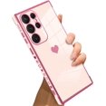 thumbnail image 1 of for Samsung Galaxy S23 Ultra 5G Case Heart Plating Electroplate Luxury Elegant Case Camera Protector Soft TPU Shockproof Protective Corner Back Cover Galaxy S23 Ultra 5G Case -Pink, 1 of 11