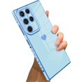 thumbnail image 1 of Samsung Galaxy S23 Ultra 5G Case Love Heart 6D Plating Electroplate Luxury Elegant Case Camera Protector Soft TPU Shockproof Protective Corner Back Cover -Blue, 1 of 10