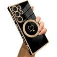 thumbnail image 1 of for Samsung Galaxy S23 Ultra 5G Case [Support Magsafe] Love Heart Pattern Magnetic Plating Luxury Elegant Case Camera Protector Soft TPU Shockproof Corner Back Cover -Black, 1 of 6