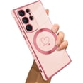 thumbnail image 1 of for Samsung Galaxy S23 Ultra 5G Case [Support Magsafe] Love Heart Pattern Magnetic Plating Luxury Elegant Case Camera Protector Soft TPU Shockproof Corner Back Cover -Pink, 1 of 11