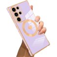 thumbnail image 1 of for Samsung Galaxy S23 Ultra 5G Case [Support Magsafe] Love Heart Pattern Magnetic Plating Luxury Elegant Case Camera Protector Soft TPU Shockproof Protective Corner Back Cover -Purple, 1 of 6