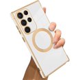 thumbnail image 1 of for Samsung Galaxy S23 Ultra 5G Case [Support Magsafe] Magnetic Plating Luxury Elegant Case Camera Protector Soft Shockproof Protective Corner Back Cover Galaxy S23 Ultra Case for Women -White, 1 of 11