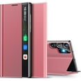 thumbnail image 1 of for Samsung Galaxy S23 Ultra 5G Case View Clear Smart Window Leather for Samsung S23 Ultra Case Luxury Flip Slim Mirror Hard PC Kickstand Shockproof Galaxy S23 Ultra Cover Protective (Pink), 1 of 14