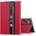thumbnail image 1 of for Samsung Galaxy S23 Ultra 5G Case View Clear Smart Window Leather for Samsung S23 Ultra Case Luxury Flip Slim Mirror Hard PC Kickstand Shockproof Galaxy S23 Ultra Cover Protective (red), 1 of 14