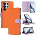 thumbnail image 1 of For Samsung Galaxy S23 Ultra 5G RFID Blocking Protective Purse 2-in-1 Detachable Bicolor Wallet Case Magnetic Flip Cover Multi-Card Slots Pocket With Wrist Strap Phone Case,Orange, 1 of 7