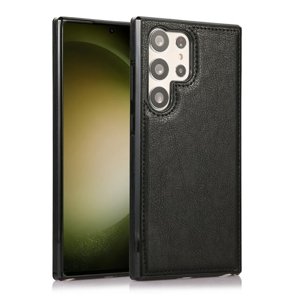 for Samsung Galaxy S23 Ultra Back Case, Classic Premium PU Leather Drop Protective Ultra Slim Shockproof Anti-Scratch Anti-scratch Phone Case Hard Back Cover for Samsung Galaxy S23 Ultra, Black