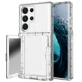 thumbnail image 1 of for Samsung Galaxy S23 Ultra Back Case with Credit Card Holder & Hidden Mirror, Two Layer Shockproof Heavy Duty Protection Cover Protective Anti-Scratch Silicone Hard PC Case - Clear Glitter, 1 of 6