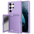 thumbnail image 1 of for Samsung Galaxy S23 Ultra Back Case with Credit Card Holder & Hidden Mirror, Two Layer Shockproof Heavy Duty Protection Cover Protective Anti-Scratch Silicone Hard PC Case - Lightpurple, 1 of 6