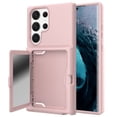 thumbnail image 1 of for Samsung Galaxy S23 Ultra Back Case with Credit Card Holder & Hidden Mirror, Two Layer Shockproof Heavy Duty Protection Cover Protective Anti-Scratch Silicone Hard PC Case - Rosegold, 1 of 6