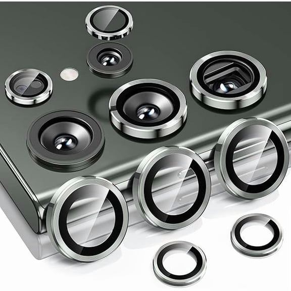 for Samsung Galaxy S23 Ultra Camera Lens Protector, Case-Friendly, 9H Tempered Glass Anti-Scratch, Space Titanium Military-Grade Protection Circle, Removal Tool (Green)