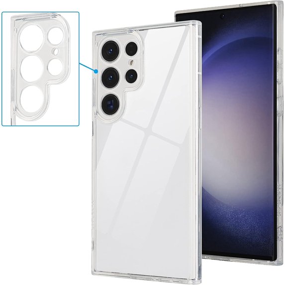 for Samsung Galaxy S23 Ultra Case 5G,Transparent Back,TPU Frames, Scratch-Resistant,Precise Camera Holes Slim Shockproof Protective Phone Case for S23 Ultra (Clear)