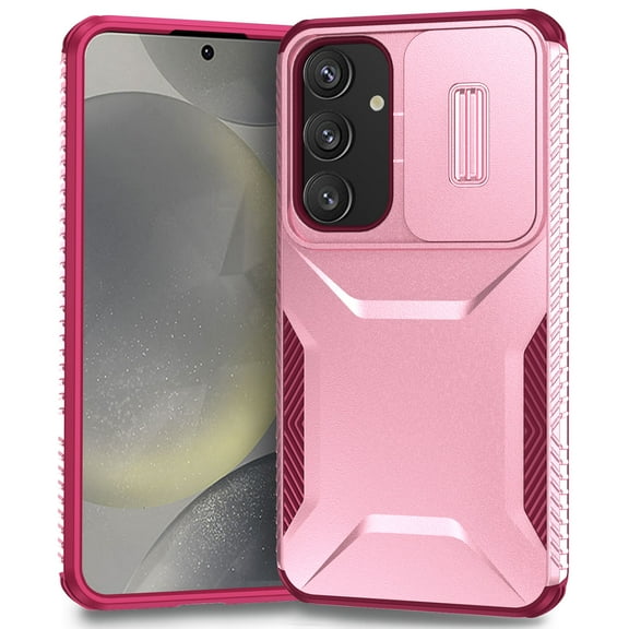 for Samsung Galaxy S23 Ultra Case with Built-in Camera Lens Slide Cover, Heavy-Duty Shockproof Rugged Case Heavy Duty Bumper Shockproof Phone Cover for Samsung Galaxy S23 Ultra,Pink