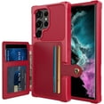 thumbnail image 1 of for Samsung Galaxy S23 Ultra Case with Card Holder, Compatible with Magnetic Car Mount, Heavy Duty Shockproof Rugged Soft TPU Back Leather Flip Wallet Cover Galaxy S23 Ultra 5G 6.8", Red, 1 of 12