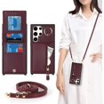 thumbnail image 1 of Samsung Galaxy S23 Ultra Case with Card Holder for Women, Galaxy S23 Ultra Phone Case Wallet with Strap Credit Card Slots Crossbody with Zipper Shockproof Case for S23Ultra- Red Wine, 1 of 18