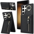thumbnail image 1 of Samsung Galaxy S23 Ultra Case with Card Holder for Women, Samsung Galaxy S23 Ultra Phone Case Wallet with Credit Card with Ring Kickstand Zipper Shockproof Slim Stand Case - Black, 1 of 9