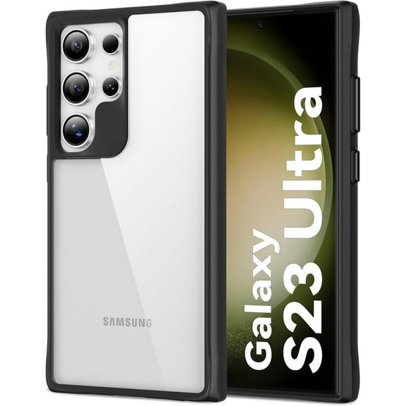 for Samsung Galaxy S23 Ultra Case Clear [Anti-Yellowing] Anti-Scratch Transparent Hard Back and Soft Edge [Military Grade Drop Protection] Shockproof Phone Cover - Black