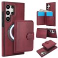 thumbnail image 1 of for Samsung Galaxy S23 Ultra Case, Compatible with MagSafe, Detachable Magnetic Wallet Case with PU Leather Kickstand Card Slots Shockproof Protection 2 In 1 Function Case for S23 Ultra, Winered, 1 of 6