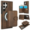 thumbnail image 1 of for Samsung Galaxy S23 Ultra Case, Compatible with MagSafe, Detachable Magnetic Wallet Case with PU Leather Kickstand Card Slots Shockproof Protection 2 In 1 Function Case for S23 Ultra, Brown, 1 of 6
