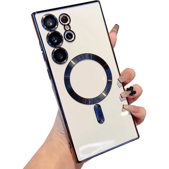 for Samsung Galaxy S23 Ultra Case Compatible with Magsafe Wireless Charging,with Camera Protector Transparent Luxury Phone Case for Samsung Galaxy S23 Ultra Slim Soft Cover (black)