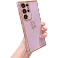 thumbnail image 1 of for Samsung Galaxy S23 Ultra Case Cute Rose Flower Phone Case for Women Girls Luxury Plating Full Camera Lens Cover Protection Shockproof S23 Ultra Case 6.8" Soft Silicone Bumper (Purple), 1 of 11