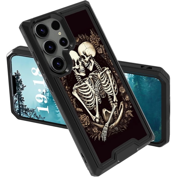 for Samsung Galaxy S23 Ultra Case,Dual Layer Hybrid Heavy Duty Rugged Shockproof Hard PC + Soft Silicone Protective Cover Phone Case for Galaxy S23 Ultra,Skeleton Couple