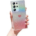 thumbnail image 1 of for Samsung Galaxy S23 Ultra Case, Iridescent Holographic Gradient Bling Glitter Clear Phone Case with Camera Lens Cover Soft Shockproof Cute Heart S23 Ultra Case for Women Girls 6.8" (Pink Heart), 1 of 10