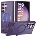 thumbnail image 1 of for Samsung Galaxy S23 Ultra Case Magnetic, [Compatible with MagSafe][Built-in Invisible Stand ], Military Grade Drop Protection Translucent Slim Case for Galaxy S23 Ultra 5G, Purple, 1 of 9
